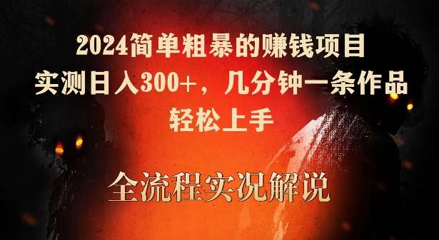 2024简单粗暴的赚钱项目，实测日入300+，几分钟一条作品，轻松上手【揭秘】插图