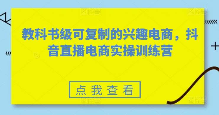 教科书级可复制的兴趣电商，抖音直播电商实操训练营插图