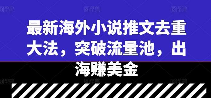 最新海外小说推文去重大法，突破流量池，出海赚美金插图