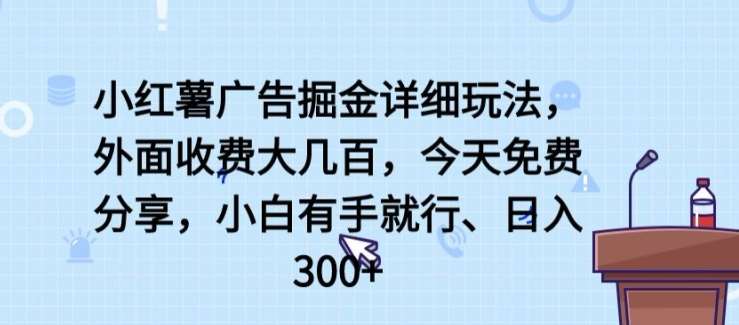 小红薯广告掘金详细玩法，外面收费大几百，小白有手就行，日入300+【揭秘】插图