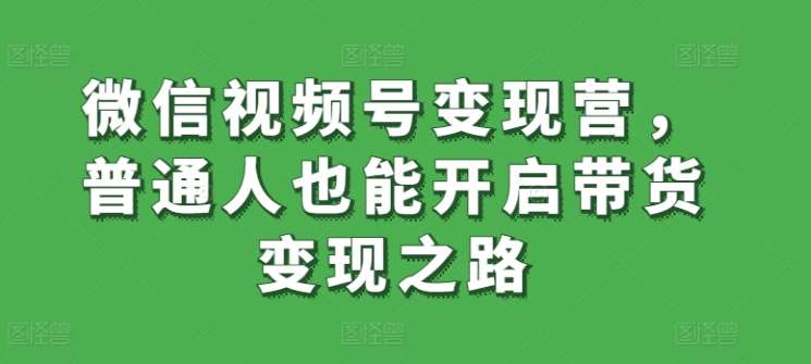 微信视频号变现营，普通人也能开启带货变现之路插图