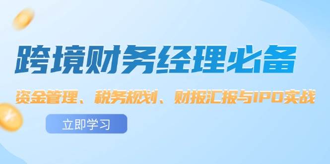 （12323期）跨境 财务经理必备：资金管理、税务规划、财报汇报与IPO实战插图