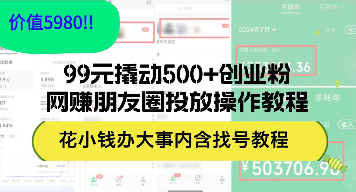 （12431期）99元撬动500+创业粉，网赚朋友圈投放操作教程价值5980！花小钱办大事内…插图