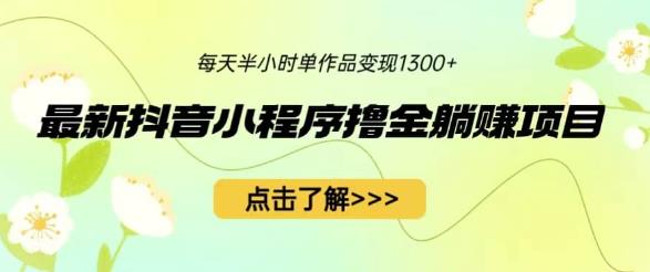 最新抖音小程序撸金躺赚项目，一部手机每天半小时，单个作品变现1300+【揭秘】插图