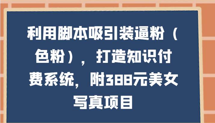 利用脚本吸引装逼粉（色粉），打造知识付费系统，附388元美女写真项目插图