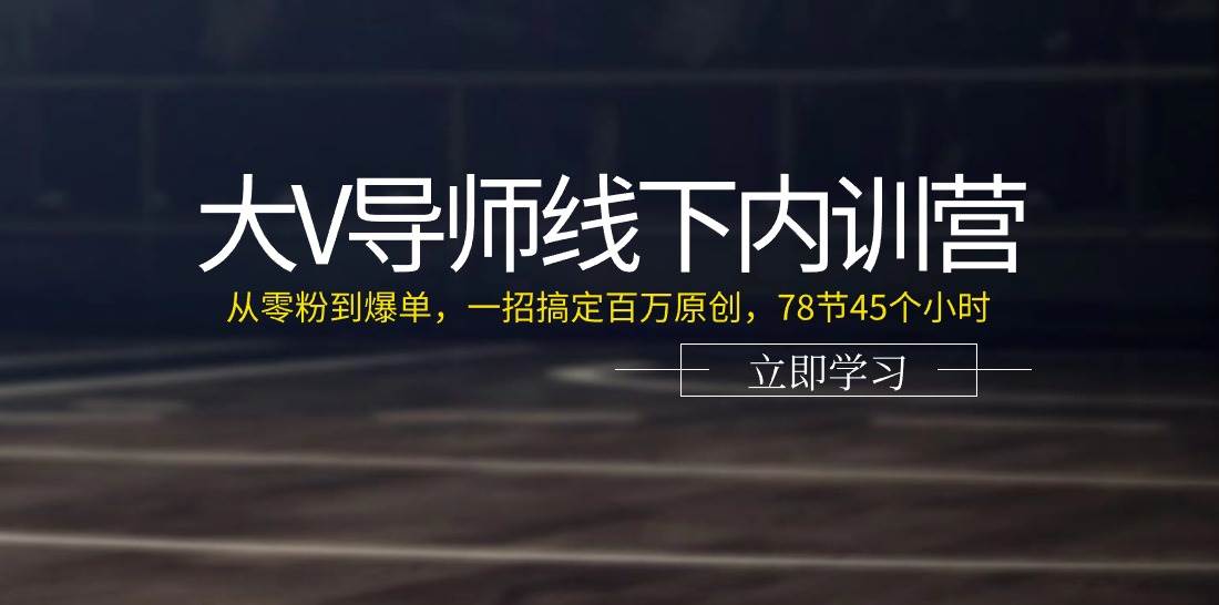 大V导师线下内训营：从零粉到爆单，一招搞定百万原创（78节45个小时）插图