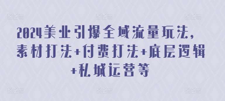 2024美业引爆全域流量玩法，素材打法 付费打法 底层逻辑 私城运营等插图