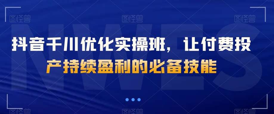 抖音千川优化实操班，让付费投产持续盈利的必备技能插图