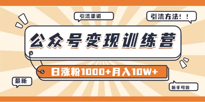 【某公众号变现营第二期】0成本日涨粉1000+让你月赚10W+（8月24号更新）插图