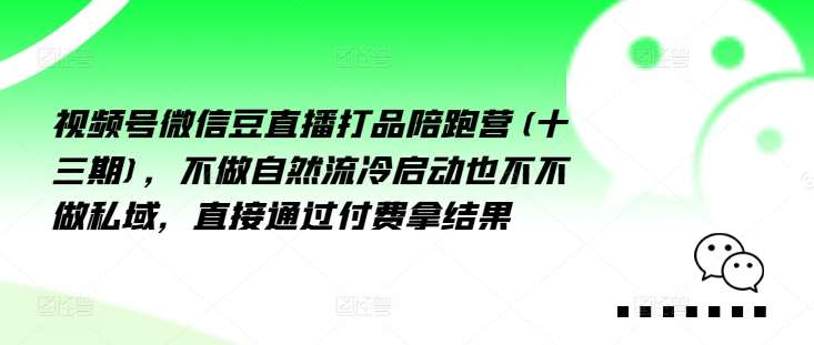 视频号微信豆直播打品陪跑营(十三期)，‮做不‬自‮流然‬冷‮动启‬也不不做私域，‮接直‬通‮付过‬费拿结果插图