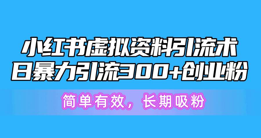 （10941期）小红书虚拟资料引流术，日暴力引流300+创业粉，简单有效，长期吸粉插图