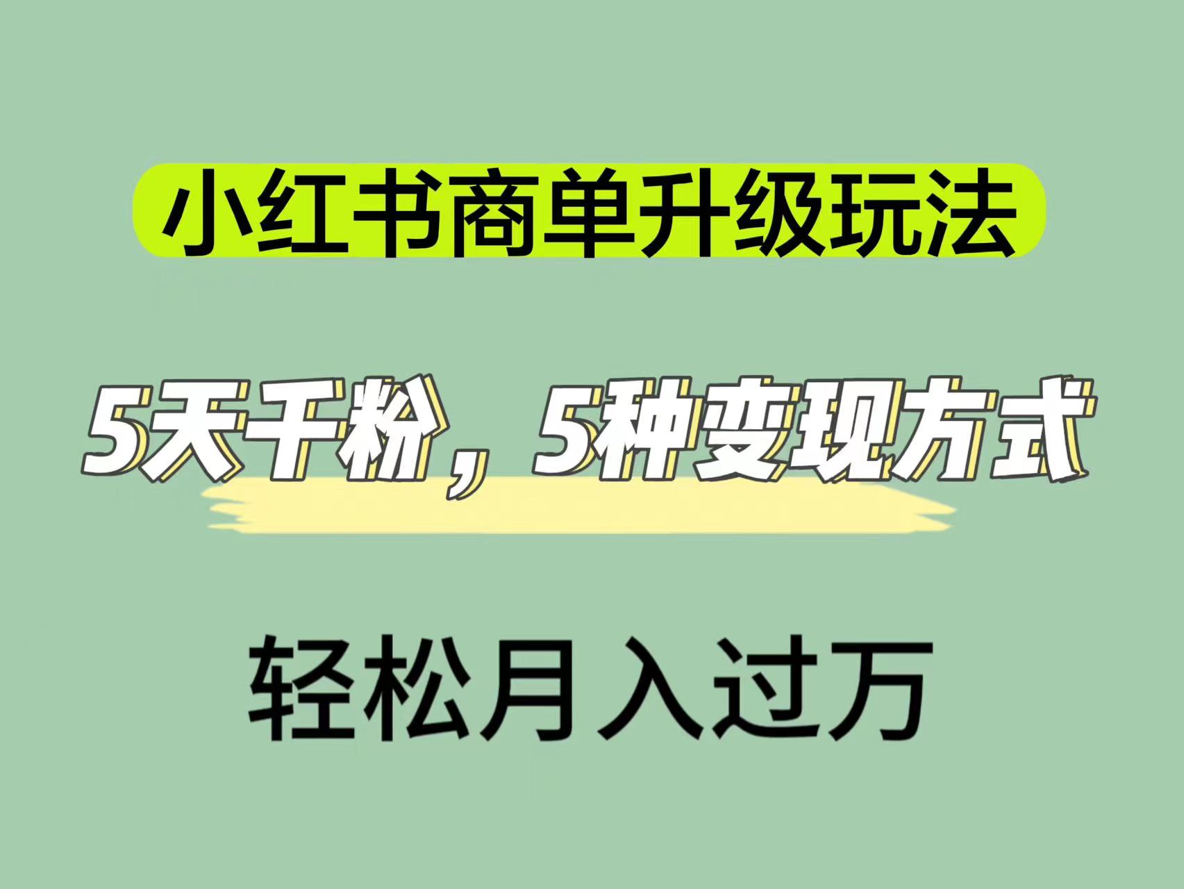 小红书商单升级玩法，5天千粉，5种变现渠道，轻松月入1万+插图