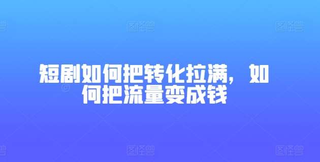 短剧如何把转化拉满，如何把流量变成钱插图