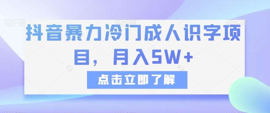 抖音暴力冷门成人识字项目，月入5W+【揭秘】插图