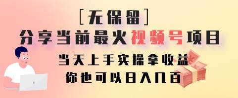 无保留分享当前最火视频号项目，当天上手实操拿收益，你也可以日入几百插图