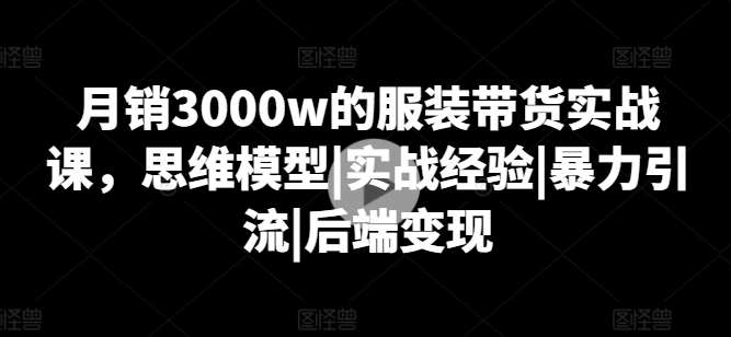 月销3000w的服装带货实战课，思维模型|实战经验|暴力引流|后端变现插图