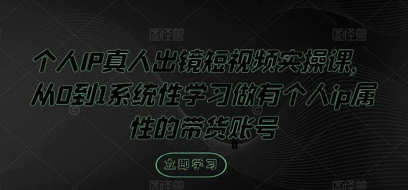 个人IP真人出镜短视频实操课，从0到1系统性学习做有个人ip属性的带货账号插图