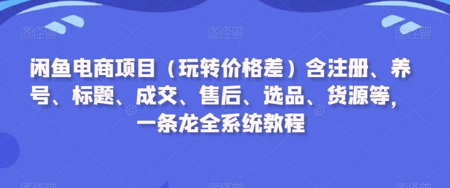 闲鱼电商项目（玩转价格差）含注册、养号、标题、成交、售后、选品、货源等，一条龙全系统教程插图