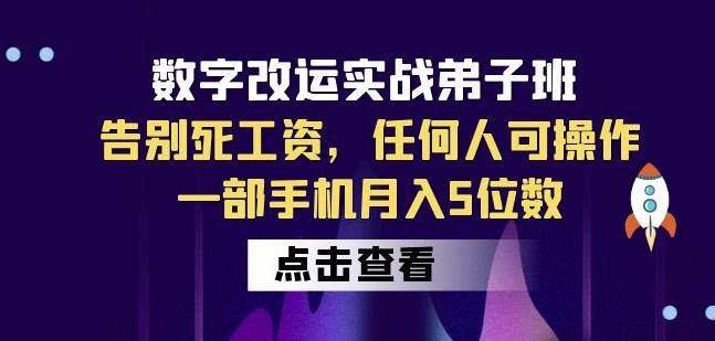 数字改运实战弟子班：告别死工资，任何人可操作，一部手机月入5位数插图