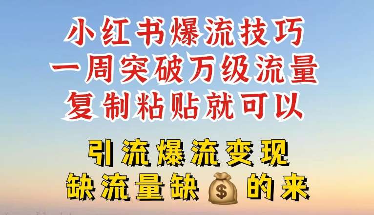 小红书爆流技巧，一周突破万级流量，复制粘贴就可以，引流爆流变现【揭秘】插图