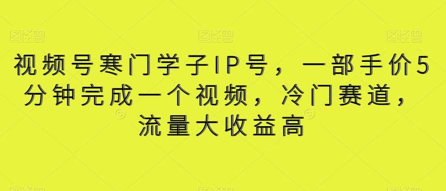 视频号寒门学子IP号，一部手价5分钟完成一个视频，冷门赛道，流量大收益高【揭秘】插图