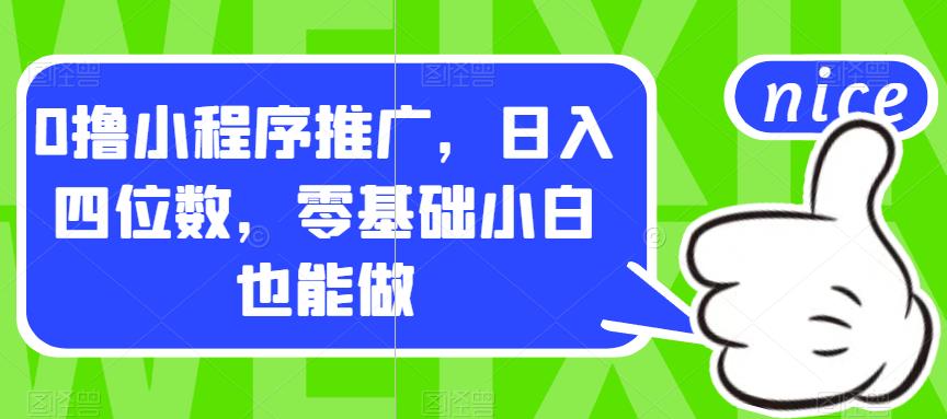 0撸小程序推广，日入四位数，零基础小白也能做【揭秘】插图