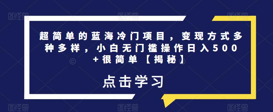 超简单的蓝海冷门项目，变现方式多种多样，小白无门槛操作日入500+很简单【揭秘】插图