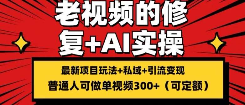 修复老视频的玩法，搬砖+引流的变现(可持久)，单条收益300+【揭秘】插图