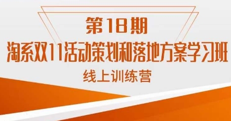 淘系双11活动策划和落地方案学习班线上训练营（第18期）