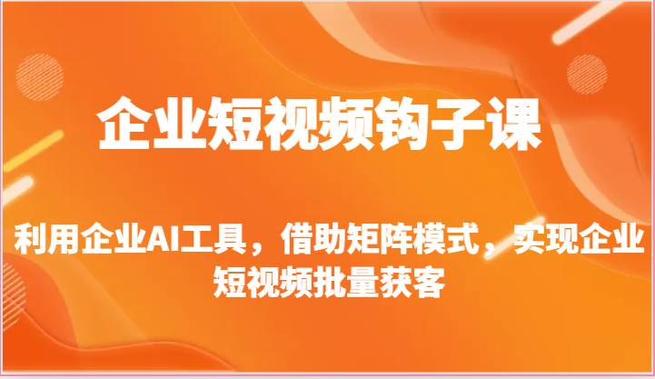 企业短视频钩子课-利用企业AI工具，借助矩阵模式，实现企业短视频批量获客插图