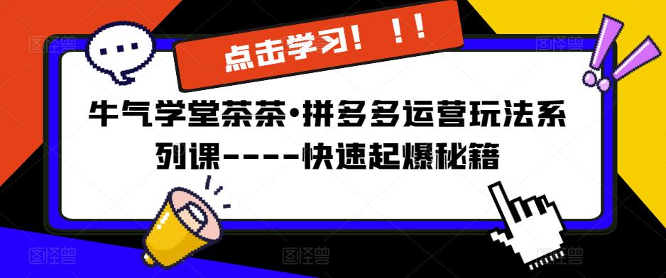 牛气学堂茶茶•拼多多运营玩法系列课—-快速起爆秘籍插图