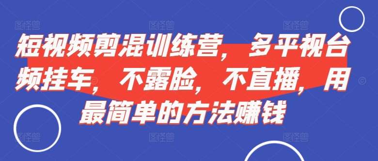 短视频‮剪混‬训练营，多平‮视台‬频挂车，不露脸，不直播，用最简单的方法赚钱插图