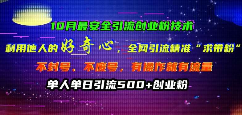 10月最安全引流创业粉技术，利用他人的好奇心全网引流精准“求带粉”不封号、不废号【揭秘】插图