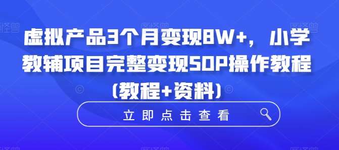 虚拟产品3个月变现8W+，小学教辅项目完整变现SOP操作教程(教程+资料)插图