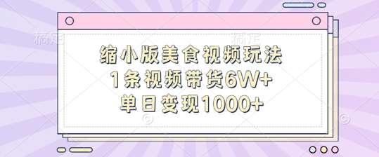 缩小版美食视频玩法，1条视频带货6W+，单日变现1k插图