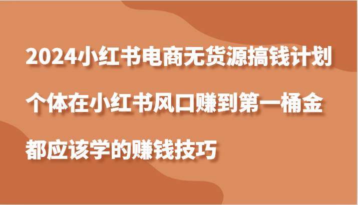 2024小红书电商无货源搞钱计划，个体在小红书风口赚到第一桶金应该学的赚钱技巧插图