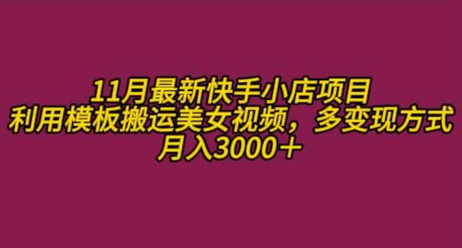 11月K总部落快手小店情趣男粉项目，利用模板搬运美女视频，多变现方式月入3000+插图