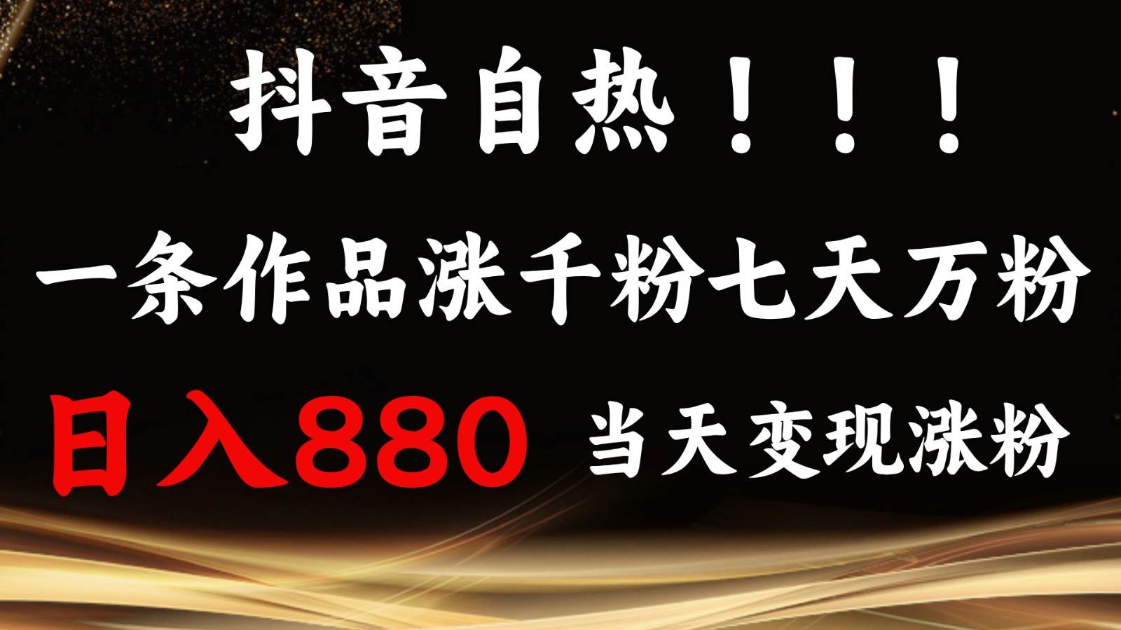 抖音小红书自热，一条作品1000粉，7天万粉，单日变现880收益插图