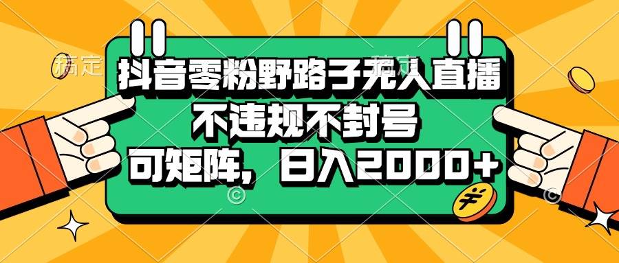 （13336期）抖音零粉野路子无人直播，不违规不封号，可矩阵，日入2000+插图