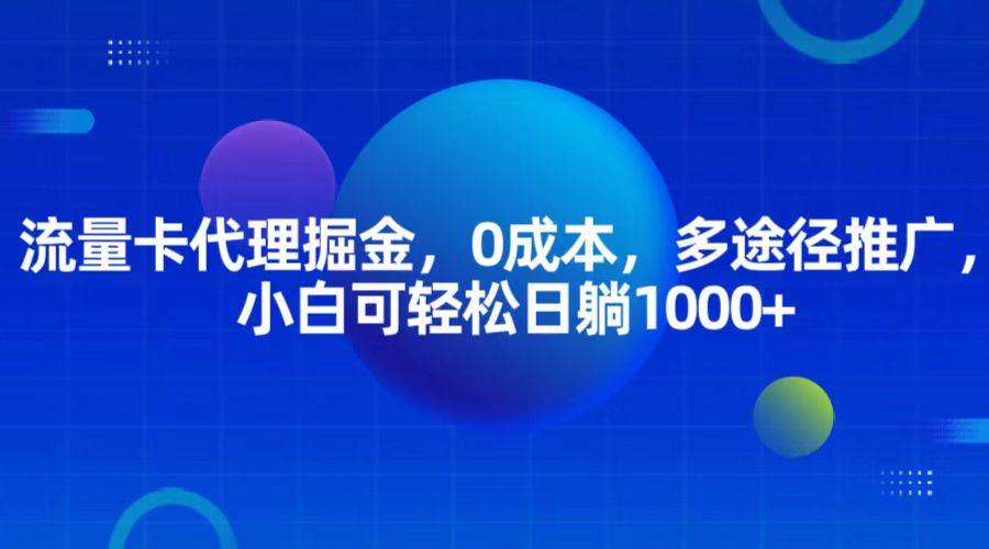 流量卡代理掘金，0成本，多途径推广，小白可轻松日躺1000+插图