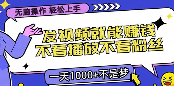 （13283期）无脑操作，只要发视频就能赚钱？不看播放不看粉丝，小白轻松上手，一天…插图